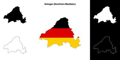 Solingen, Nordrhein-Westfalen blank outline map set vector