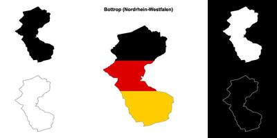 Bottrop, Nordrhein-Westfalen blank outline map set vector