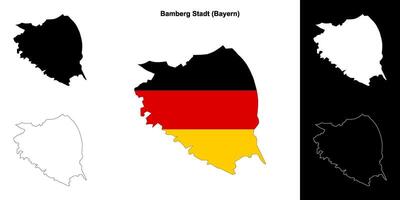 Bamberg Stadt, Bayern blank outline map set vector
