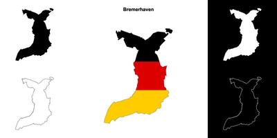 Bremerhaven blank outline map set vector