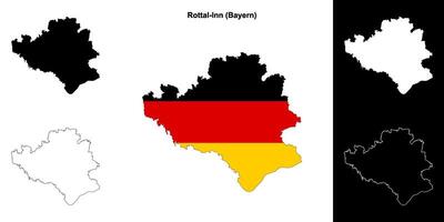 Rottal-Inn, Bayern blank outline map set vector