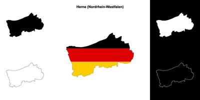 herne, Renania del Norte-Westfalen blanco contorno mapa conjunto vector