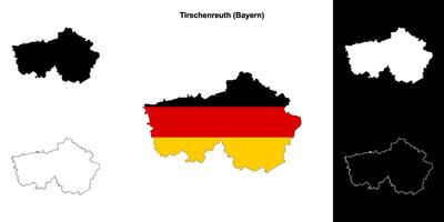 Tirschenreuth, Bayern blank outline map set vector