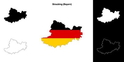 Straubing, Bayern blank outline map set vector