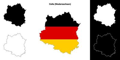 Celle, Niedersachsen blank outline map set vector