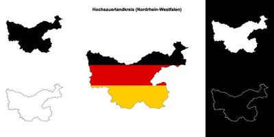 Hochsauerlandkreis, Nordrhein-Westfalen blank outline map set vector