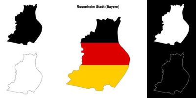 Rosenheim Stadt, Bayern blank outline map set vector