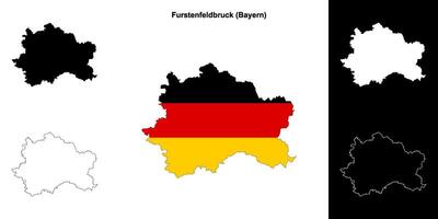 Furstenfeldbruck, Bayern blank outline map set vector