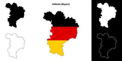 Kelheim, Bayern blank outline map set vector