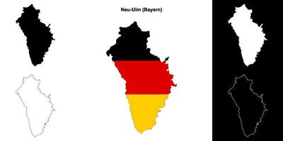 Neu-Ulm, Bayern blank outline map set vector