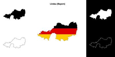 Lindau, Bayern blank outline map set vector