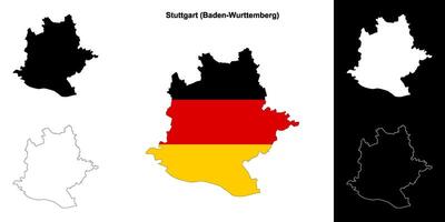 Stuttgart, Baden-Wurttenberg blank outline map set vector