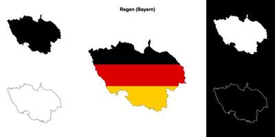 Regen, Bayern blank outline map set vector