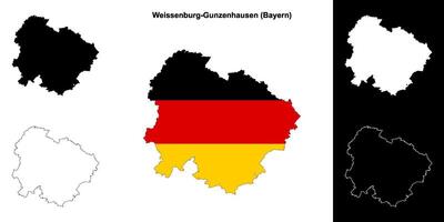 Weissenburg-Gunzenhausen, Bayern blank outline map set vector