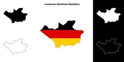 Leverkusen, Nordrhein-Westfalen blank outline map set vector