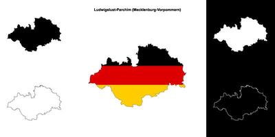 ludwigslust-parchim, mecklenburg-vorpommern blanco contorno mapa conjunto vector