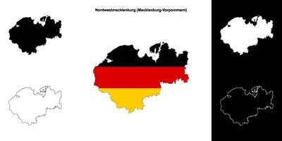 Nordwestmecklenburg, Mecklenburg-Vorpommern blank outline map set vector