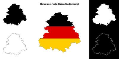 Rems-Murr-Kreis, Baden-Wurttenberg blank outline map set vector