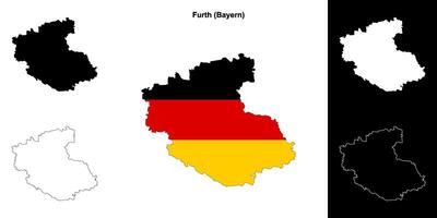 Furth, Bayern blank outline map set vector