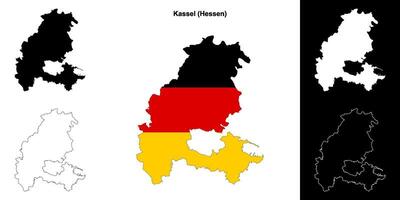 Kassel, Hessen blank outline map set vector