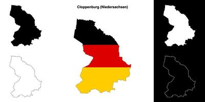 cloppenburg, Niedersachsen blanco contorno mapa conjunto vector