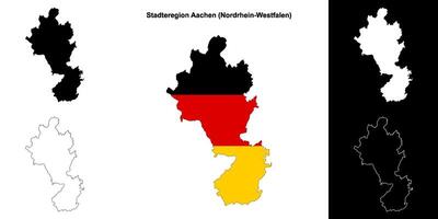 región estadista Aquisgrán, Renania del Norte-Westfalen blanco contorno mapa conjunto vector
