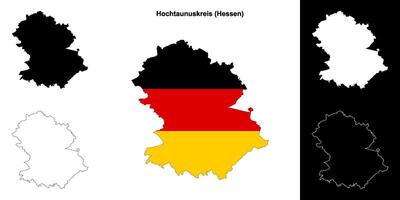 Hochtaunuskreis, Hessen blank outline map set vector