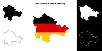 Freudenstadt, Baden-Wurttenberg blank outline map set vector