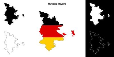 Nurnberg, Bayern blank outline map set vector