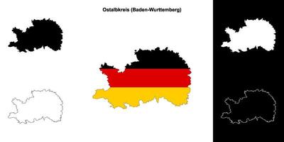 Ostalbkreis, Baden-Wurttenberg blank outline map set vector