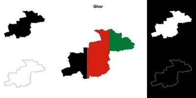 Ghor province outline map set vector