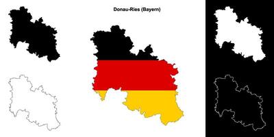 Donau-Ries, Bayern blank outline map set vector