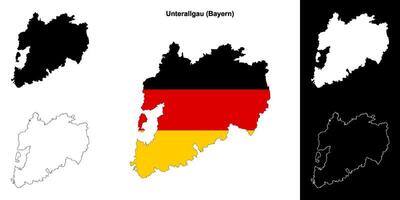 Unterallgau, Bayern blank outline map set vector