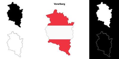 Vorarlberg state outline map set vector