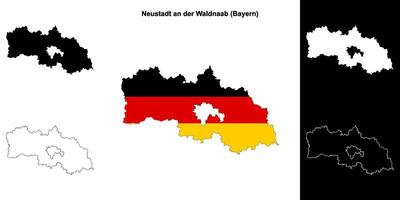 Neustadt an der Waldnaab, Bayern blank outline map set vector