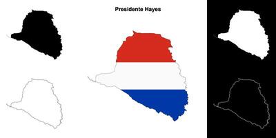 Presidente Hayes department outline map set vector