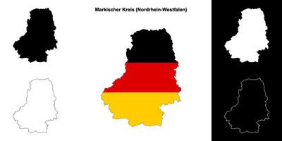 Markischer Kreis, Nordrhein-Westfalen blank outline map set vector