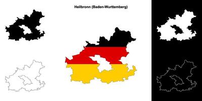 Heilbronn, Baden-Wurttenberg blank outline map set vector