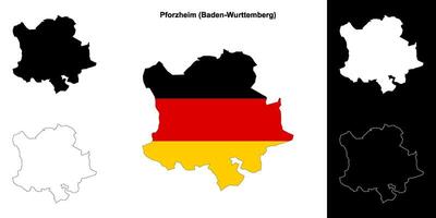 Pforzheim, Baden-Wurttenberg blank outline map set vector