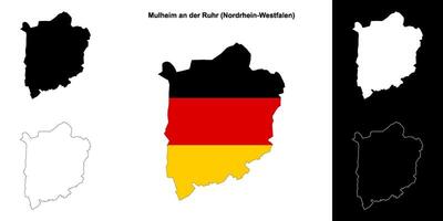 Mulheim an der Ruhr, Nordrhein-Westfalen blank outline map set vector