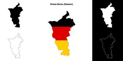 bruto-gerau, hessen blanco contorno mapa conjunto vector