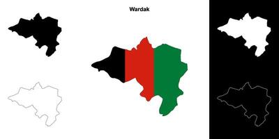 Wardak province outline map set vector