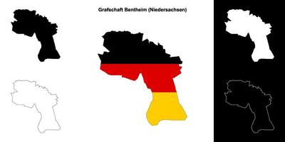 Grafschaft Bentheim, Niedersachsen blank outline map set vector