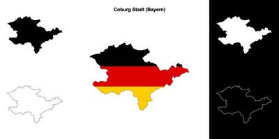 Coburg Stadt, Bayern blank outline map set vector