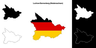 luchow-dannenberg, Niedersachsen blanco contorno mapa conjunto vector