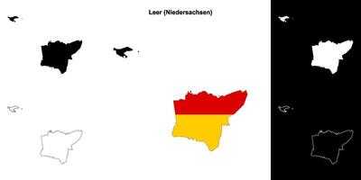 Leer, Niedersachsen blank outline map set vector