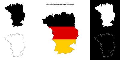 Schwerin, Mecklenburg-Vorpommern blank outline map set vector