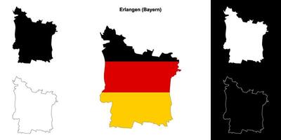 Erlangen, Bayern blank outline map set vector