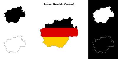 Bochum, Nordrhein-Westfalen blank outline map set vector