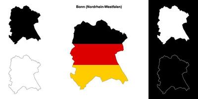 bonn, Renania del Norte-Westfalen blanco contorno mapa conjunto vector